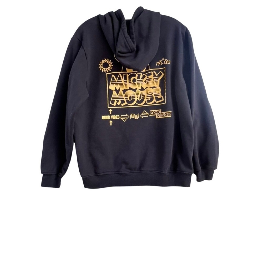 Neff x Disney Mickey Mouse Hoodie‎ Mens Large Black Yellow Graphic Pullover L